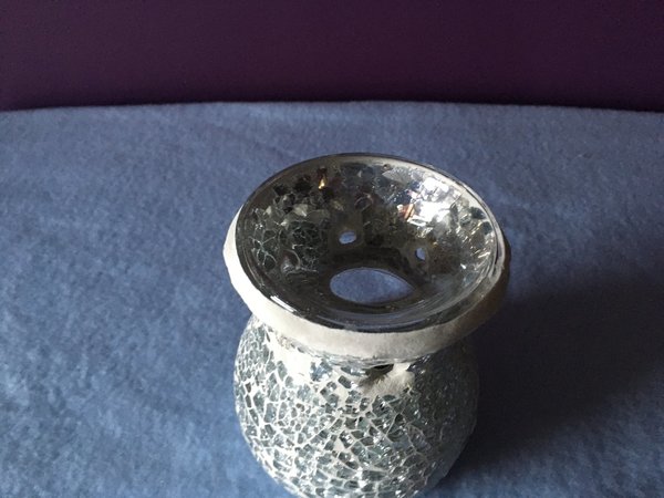 "Silver" Mirrored Crackle Glass Effect Oil/Wax Melt Burner